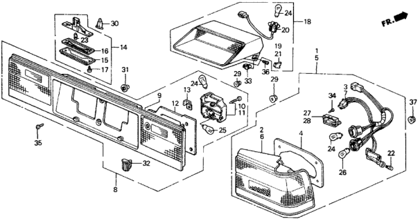 1989 Honda Accord Light Assy., License Diagram for 34100-SE3-A02