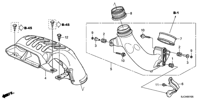 2014 Honda Ridgeline 4 Door RTS KA 5AT Air Intake Tube Diagram