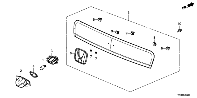 2012 Honda Civic Garnish Assembly, Rear License (Polished Metal Metallic) Diagram for 74890-TR3-A01ZE