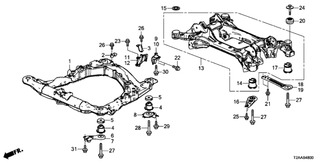 2017 Honda Accord Stay, RR. Sub-Frame Mounting (FR) Diagram for 50365-T2F-A00