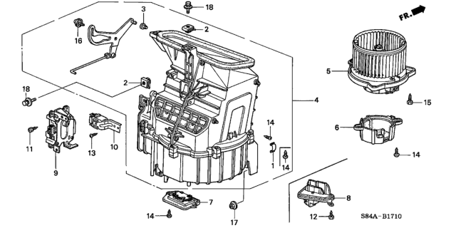 2002 Honda Accord Resistor, Blower Diagram for 79330-S84-505