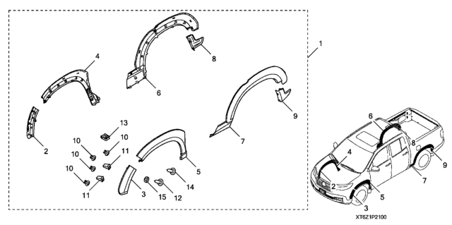 2020 Honda Ridgeline Fender Flare Diagram