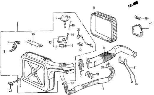 1983 Honda Prelude Case Assy., Air Cleaner Diagram for 17240-PC6-662