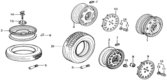 1989 Honda Civic Disk, Wheel (4 1/2-Jx13) (Topy) Diagram for 42700-SH3-024