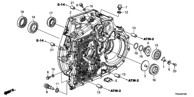 2012 Honda Civic 4 Door EX-L KA 5AT AT Torque Converter Case Diagram
