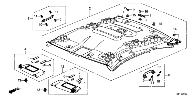 2013 Honda Accord 2 Door LX-S KL 6MT Roof Lining Diagram