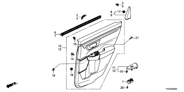 2020 Honda CR-V Hybrid Rear Door Lining Diagram