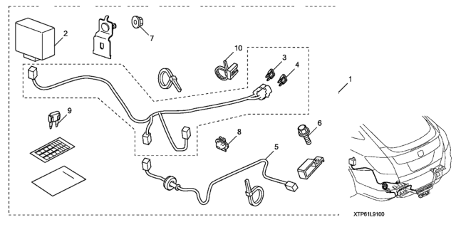 2012 Honda Crosstour 5 Door EX (4 CYLINDER) KA 5AT Trailer Hitch Harness Diagram