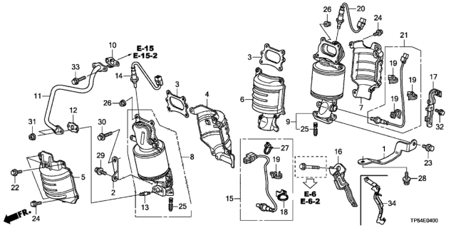 2010 Honda Crosstour Converter, Front Primary Diagram for 18190-RBR-A00