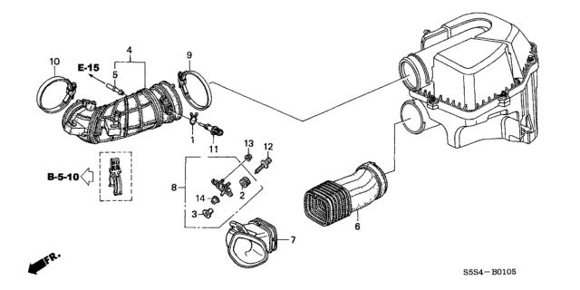 2003 Honda Civic 3 Door SI KA 5MT Air Flow Tube Diagram
