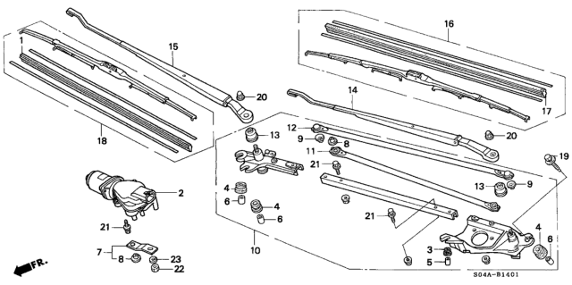 2000 Honda Civic Front Windshield Wiper Diagram