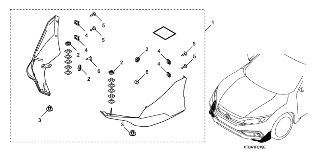 2019 Honda Civic Spoiler - Front Underbody Diagram 2