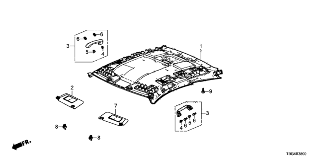 2016 Honda Civic Roof Lining Diagram