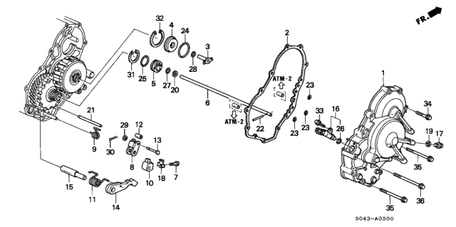 1996 Honda Civic 4 Door LX (ABS) KA 4AT AT Right Side Cover (A4RA) Diagram