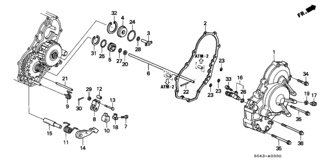 1997 Honda Civic AT Right Side Cover (A4RA) Diagram