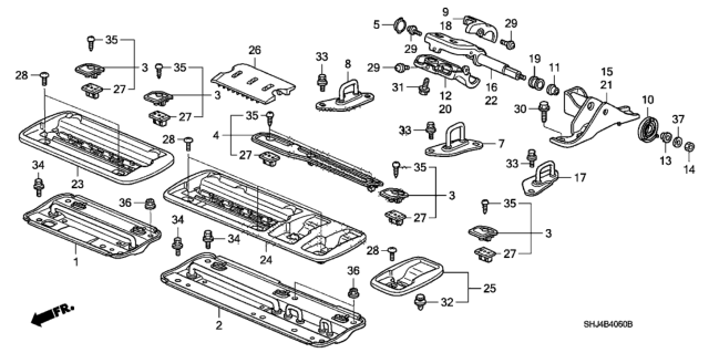 2006 Honda Odyssey 5 Door EXL-T (NAVIGATION) KA 5AT Middle Seat Strikers Diagram