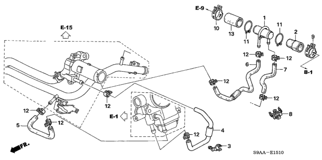 2006 Honda CR-V Water Hose Diagram