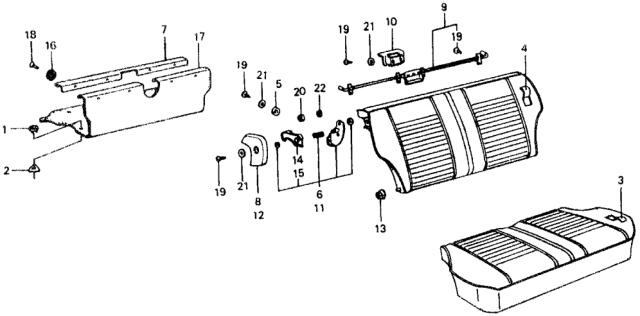 1978 Honda Civic 3 Door ** KL HMT Rear Seat Components Diagram