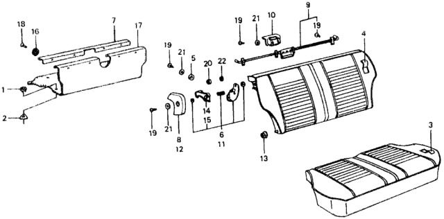 1979 Honda Civic Rear Seat Components Diagram