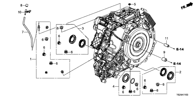 2021 Honda Ridgeline 4 Door BLACK KA 9AT AT Oil Seal (9AT) Diagram