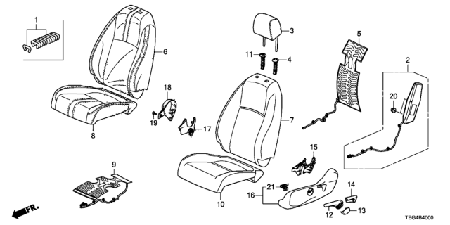 2017 Honda Civic Set Side Module A Diagram for 78055-TBA-A02