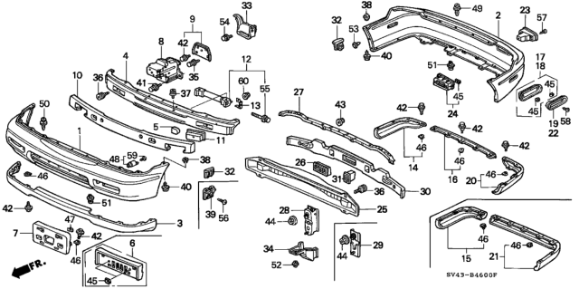 1994 Honda Accord Spacer, Bumper Side Diagram for 71598-SL4-013