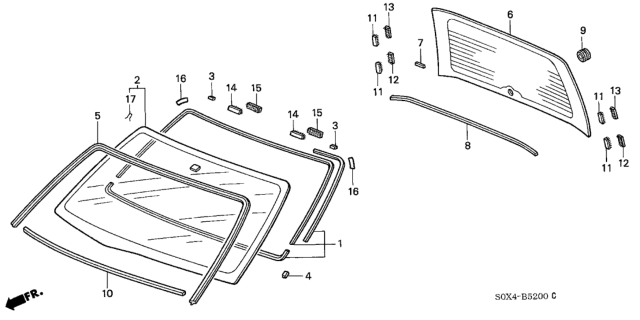 2001 Honda Odyssey Front Windshield - Rear Windshield Diagram