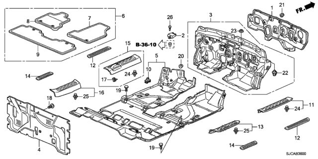 2014 Honda Ridgeline 4 Door RT KA 5AT Floor Mat Diagram