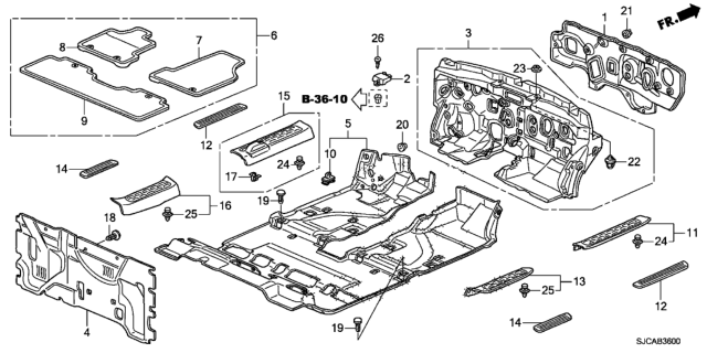 2014 Honda Ridgeline Floor Mat Diagram