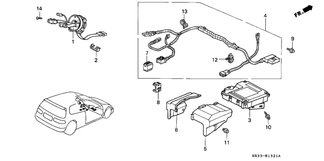 1994 Honda Civic 3 Door SI (ABS) KA 5MT SRS Unit Diagram