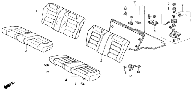 1991 Honda Accord 2 Door EX KA 5MT Rear Seat Diagram