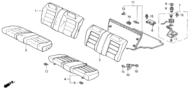 1990 Honda Accord Cover, Rear Seat-Back Trim (Palmy Blue) Diagram for 82121-SM2-A11ZA