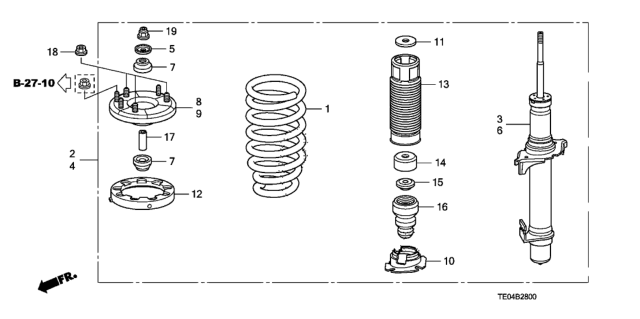 2009 Honda Accord Front Shock Absorber Diagram