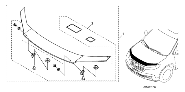 2017 Honda Ridgeline 4 Door BLACK KA 6AT Hood Air Deflector (Low Profile) Diagram