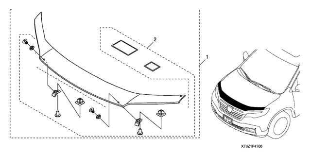 2020 Honda Ridgeline Hood Air Deflector (Low Profile) Diagram