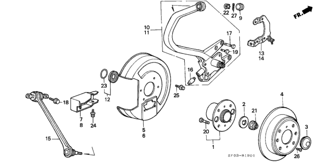 1989 Honda Accord Bolt B, Trailing Arm (10X42) Diagram for 90026-SE0-000