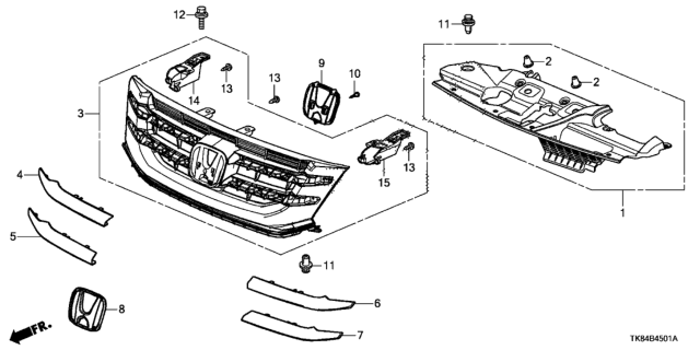 2016 Honda Odyssey 5 Door EXL (LEATHER/RES) KA 6AT Front Grille Diagram