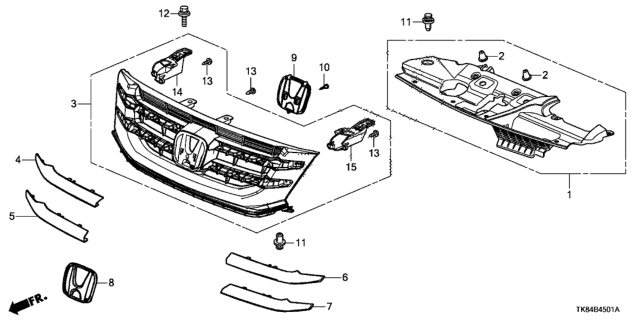 2015 Honda Odyssey Cover, FR. Bulkhead Diagram for 71125-TK8-A10