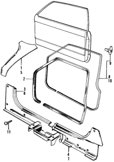1973 Honda Civic Garnish, L. RR. Side Diagram for 73838-657-670