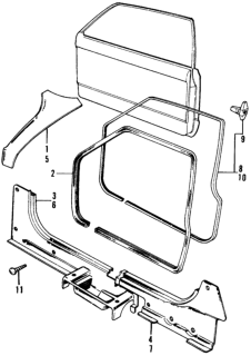 1973 Honda Civic Garnish, R. RR. Side Diagram for 73828-657-670