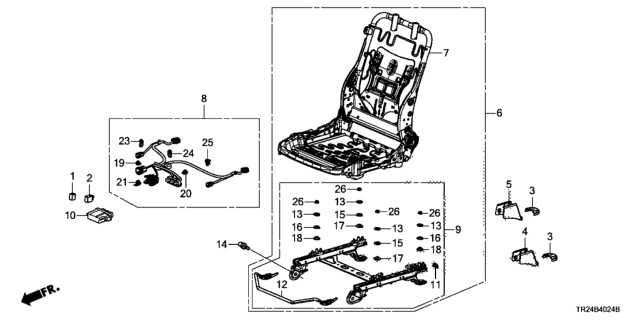 2015 Honda Civic 4 Door MX KL CVT Front Seat Components (Passenger Side) Diagram