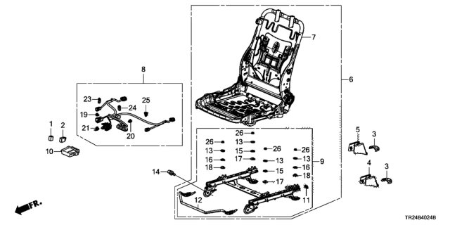 2013 Honda Civic Front Seat Components (Passenger Side) Diagram