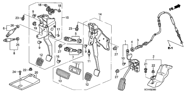 2004 Honda Element Pedal Assy., Accelerator Diagram for 17800-SCV-A01