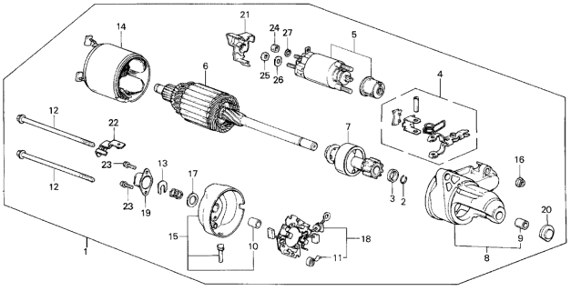 1987 Honda Civic 4 Door GL KL 5MT Starter Motor (Denso) (0.8KW) Diagram