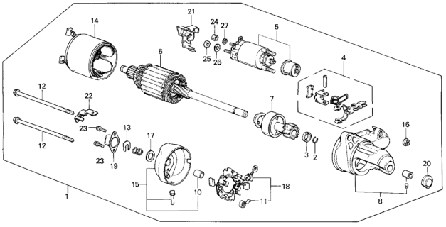 1986 Honda Civic Starter Motor (Denso) (0.8KW) Diagram