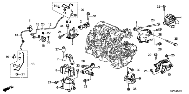 2017 Honda Accord 4 Door LX KA CVT Engine Mounts (L4) (CVT) Diagram