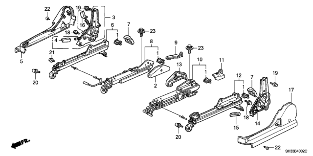1991 Honda Civic 3 Door SI KA 5MT Front Seat Components Diagram