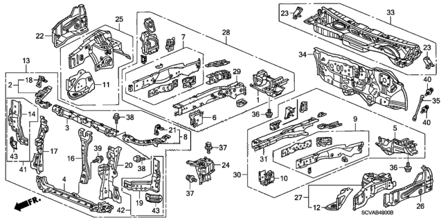 2009 Honda Element Dashboard (Lower) Diagram for 61500-SCV-A10ZZ