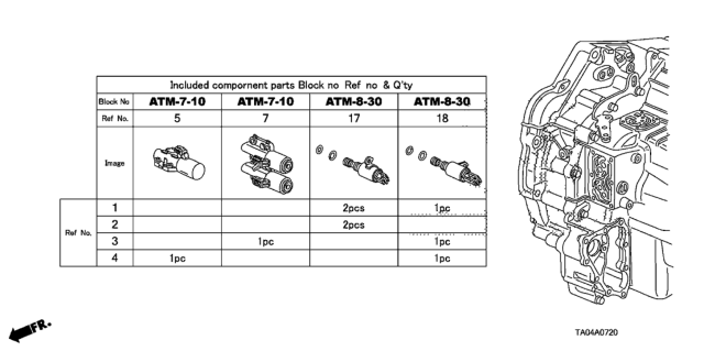 2010 Honda Accord AT Solenoid Valve Set (L4) Diagram