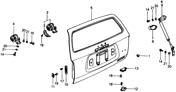 1977 Honda Civic 5 Door ** KL HMT Tailgate Panel Diagram